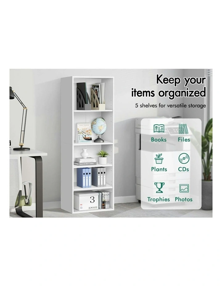Office Storage Cabinet 5 Shelves Bookcase in White image 4