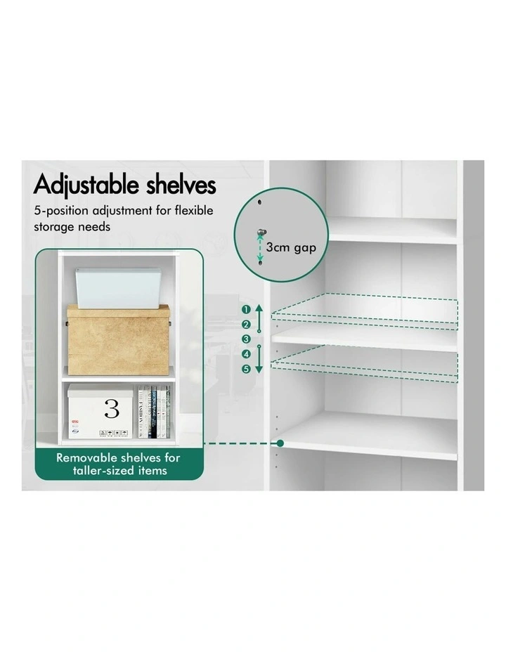 Office Storage Cabinet 5 Shelves Bookcase in White image 5