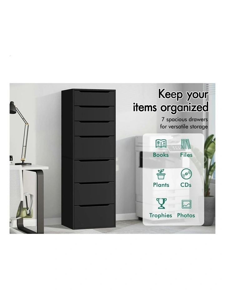 7 Drawers Office Storage Cabinet in Black image 4