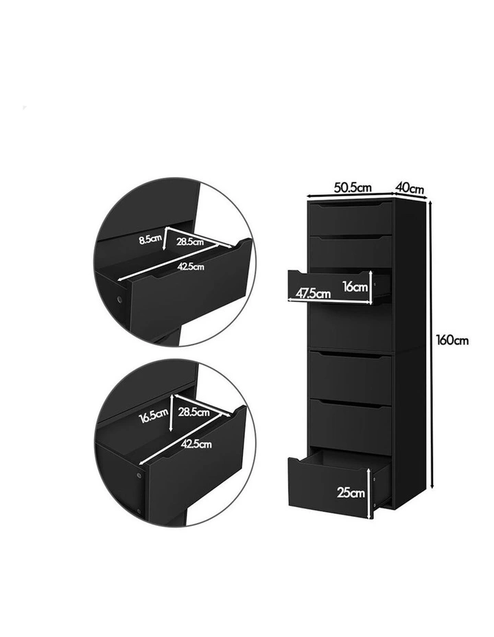 7 Drawers Office Storage Cabinet in Black image 7