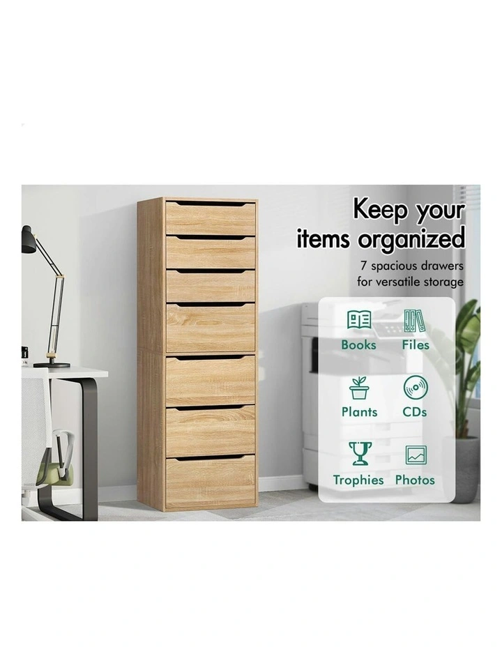 7 Drawers Office Storage Cabinet in Wood image 4
