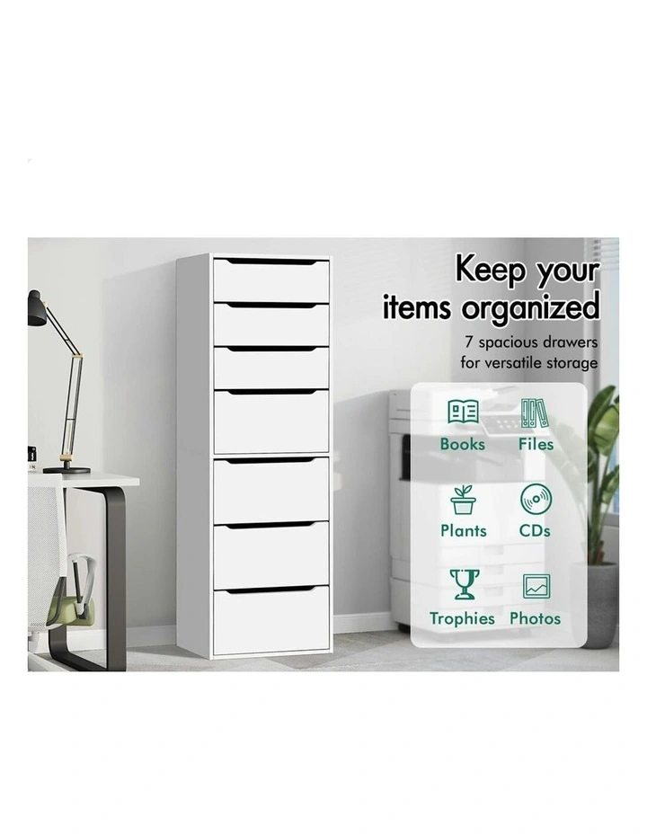 7 Drawers Office Storage Cabinet in White image 4