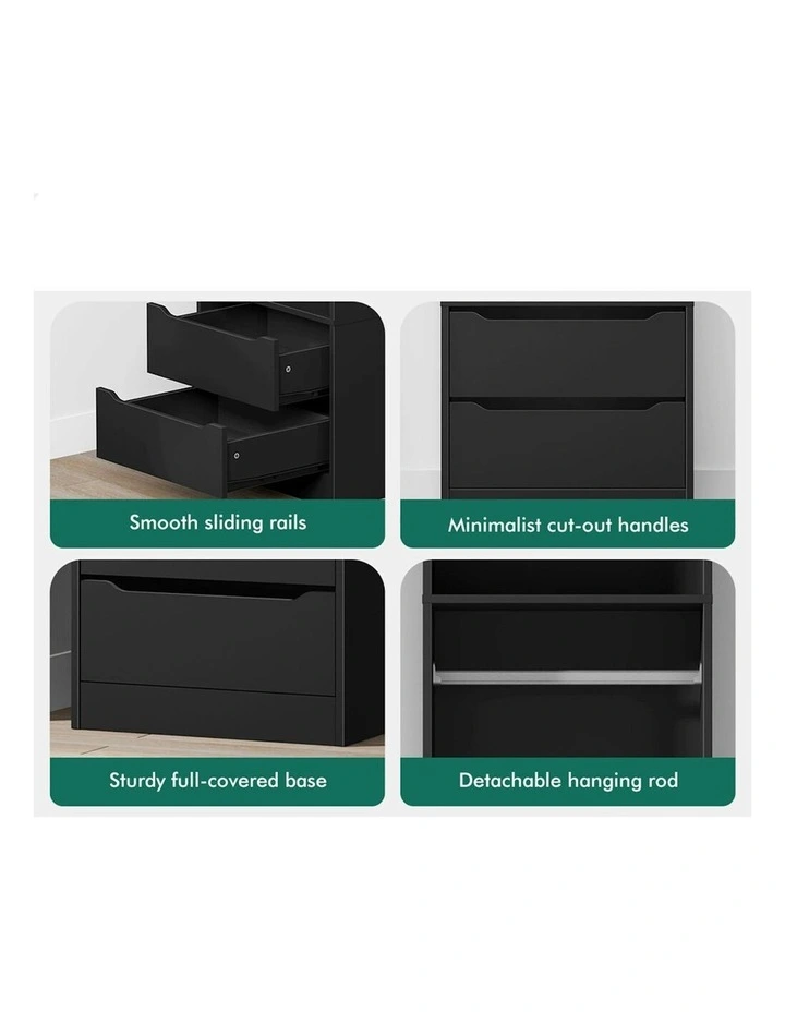 2 Drawers Office Storage Cabinet in Black image 5