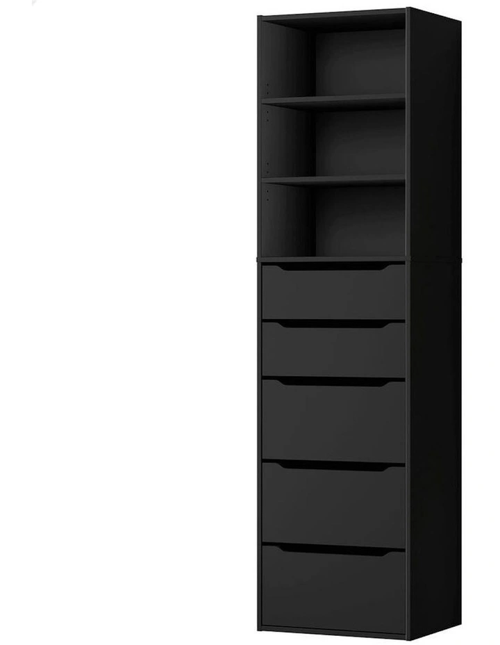 5 Drawers Office Storage Cabinet in Black image 1