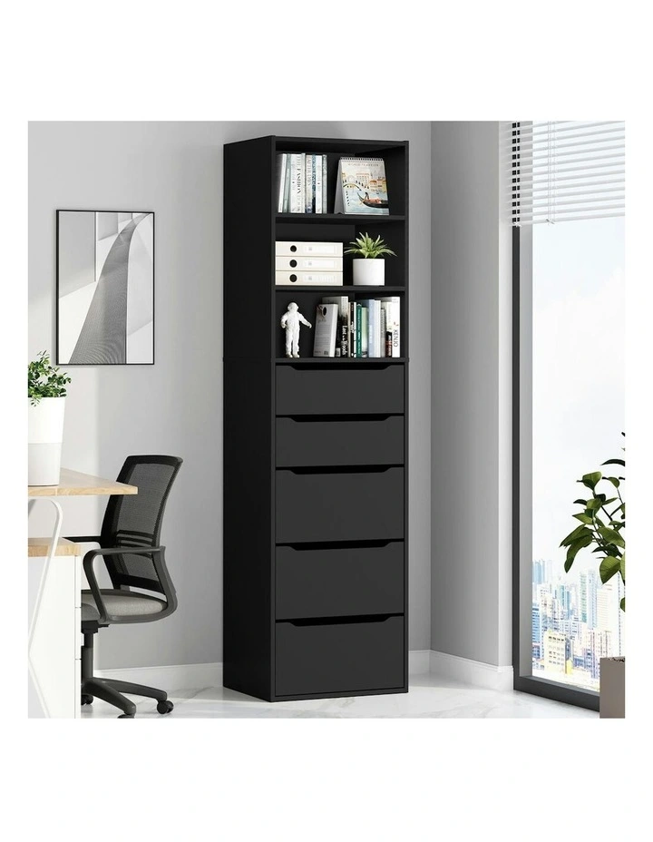 5 Drawers Office Storage Cabinet in Black image 2