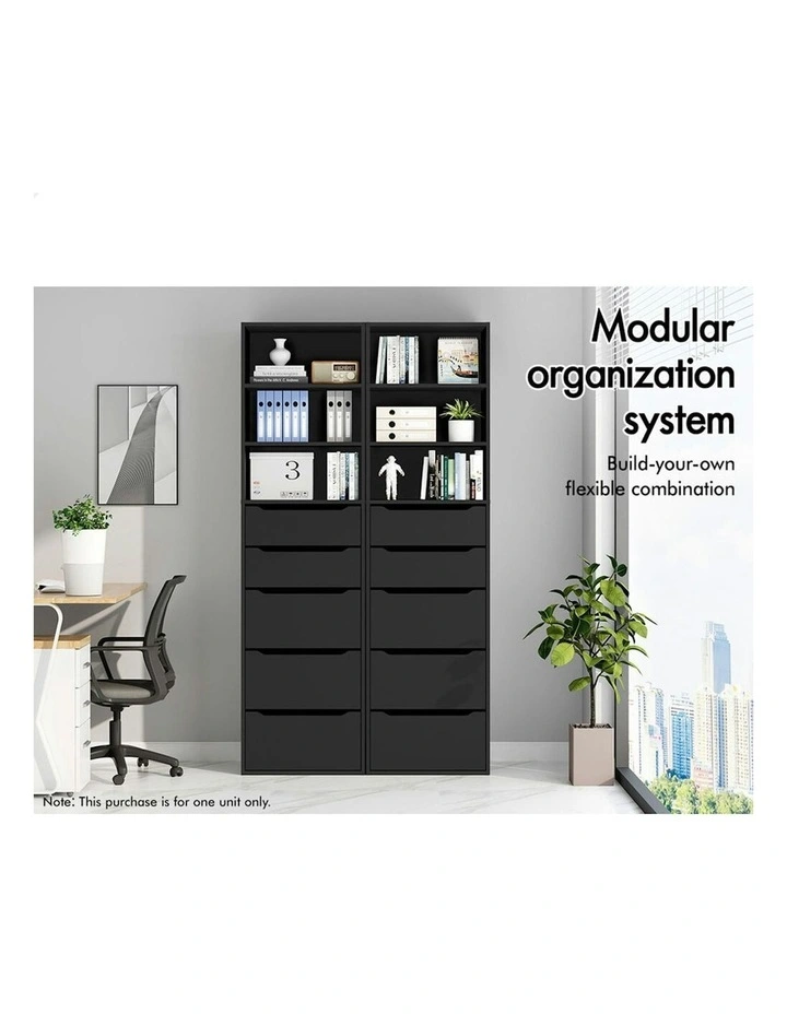 5 Drawers Office Storage Cabinet in Black image 3