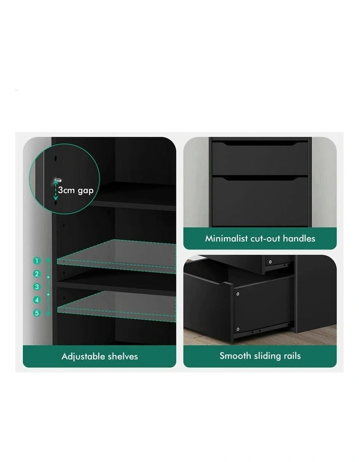 5 Drawers Office Storage Cabinet in Black image 5