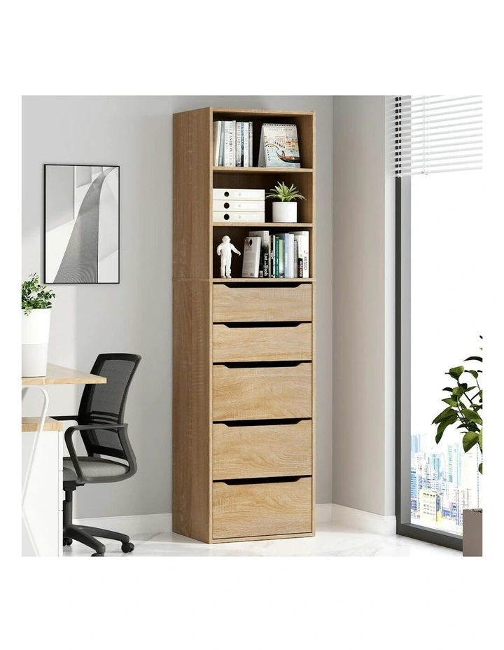5 Drawers Office Storage Cabinet in Wood image 2