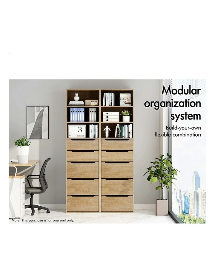 5 Drawers Office Storage Cabinet in Wood image 3