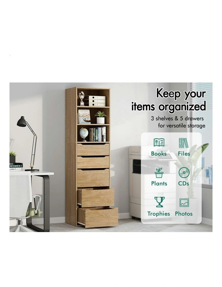 5 Drawers Office Storage Cabinet in Wood image 4