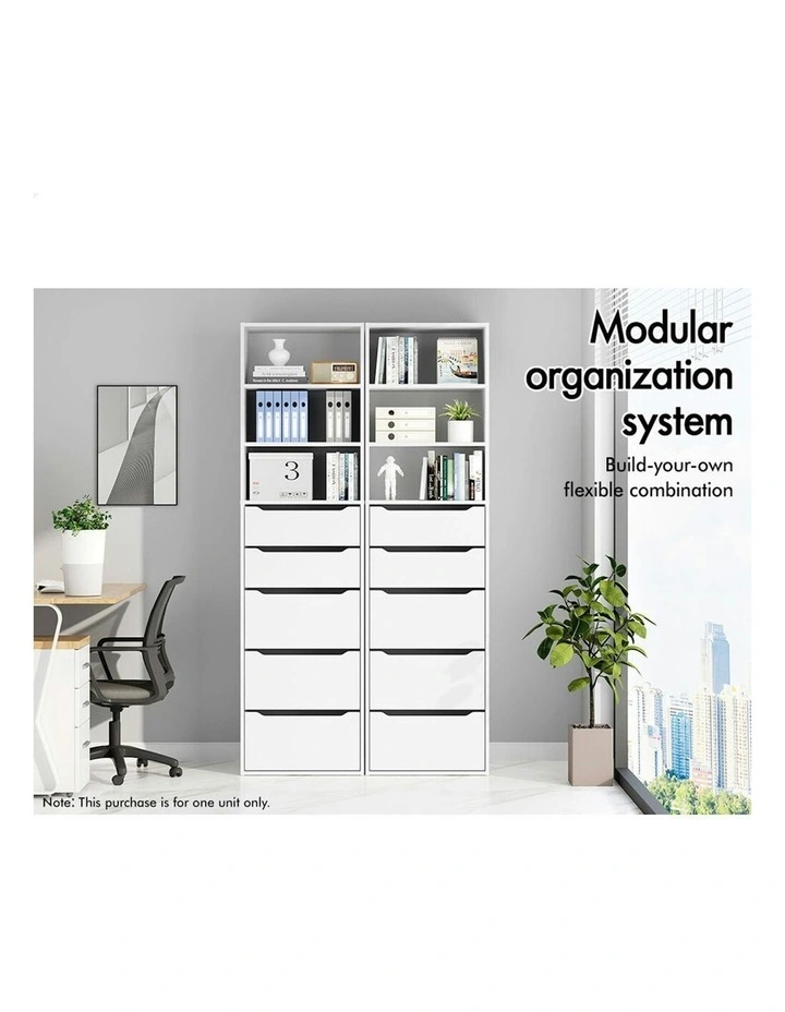 5 Drawers Office Storage Cabinet in White image 3