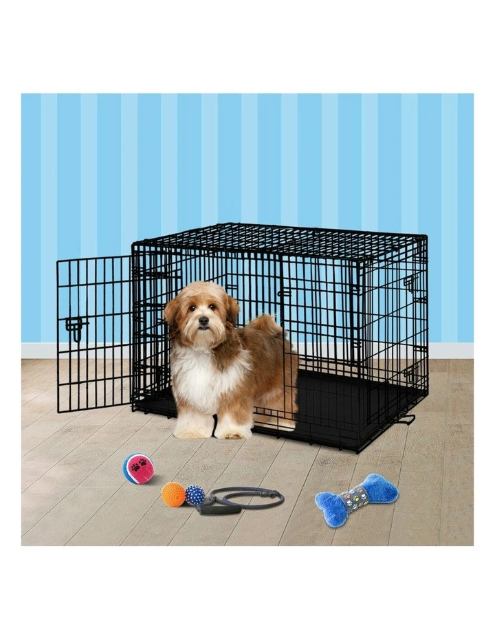 Large 8 Panel Fence Dog Cage 24 Inch in Black image 2