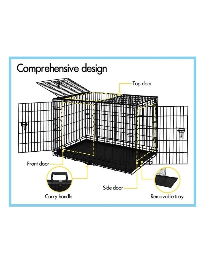 Large 8 Panel Fence Dog Cage 24 Inch in Black image 3