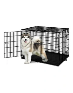 Foldable With Tray Wire Dog Cage 48in in Black