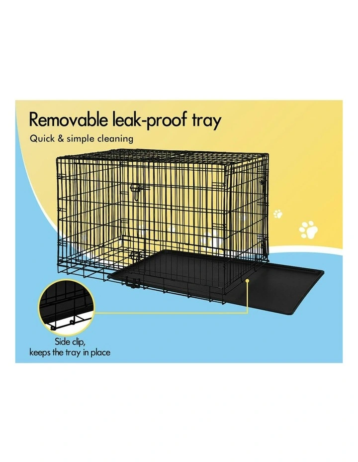 Foldable With Tray Wire Dog Cage 48in in Black image 5