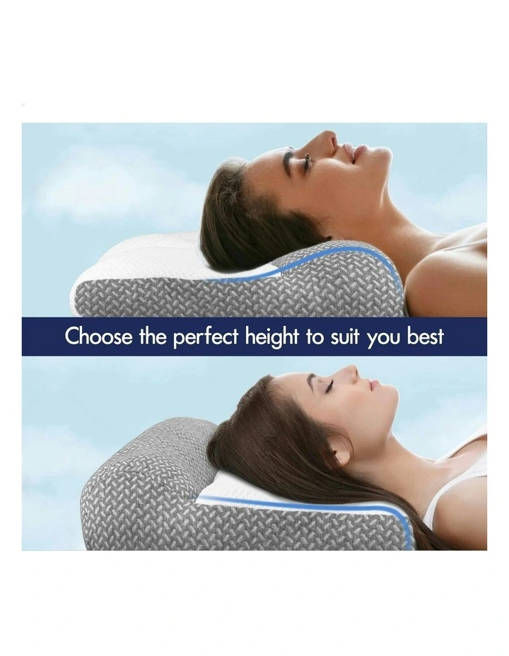 Cervical Ergonomic Contour Neck Orthopedic Pain Relief Bed Pillow in White image 3