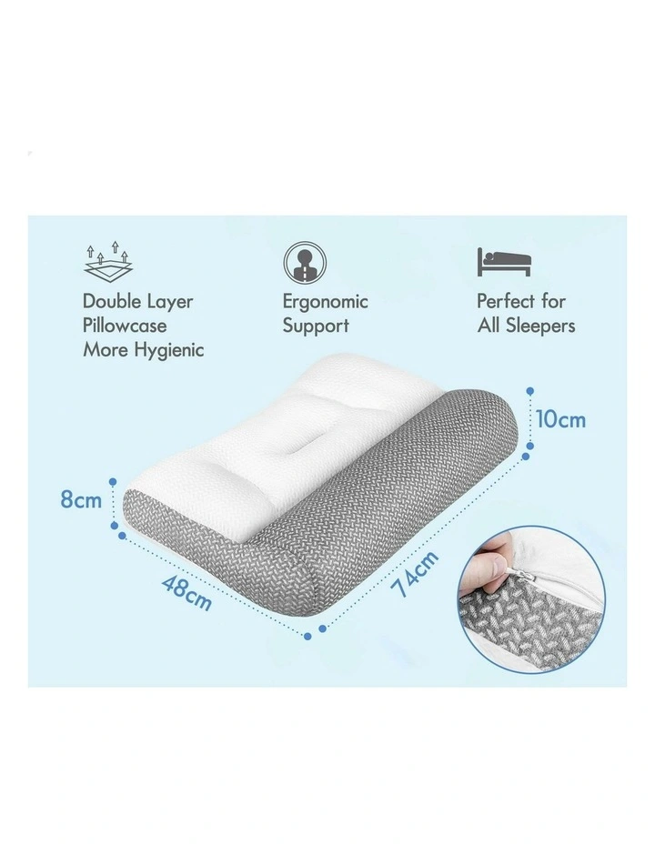 Cervical Ergonomic Contour Neck Orthopedic Pain Relief Bed Pillow in White image 5