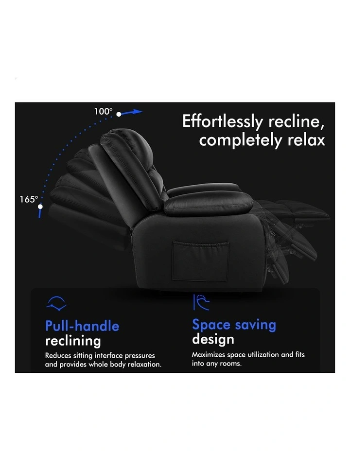 Lounge Sofa Padded Recliner Chair in Black image 3