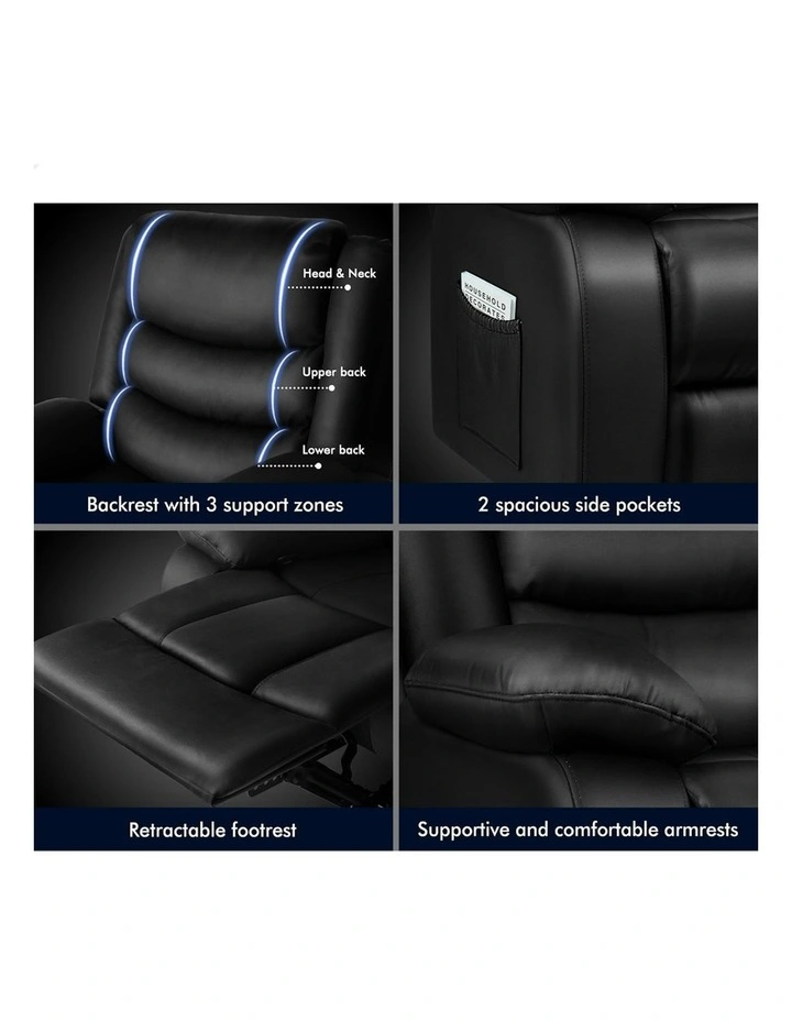 Lounge Sofa Padded Recliner Chair in Black image 7