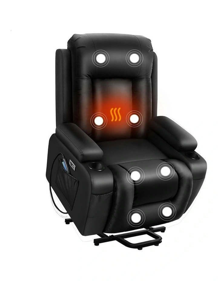 Electric Lift Heated Massage Recliner Chair in Black image 1