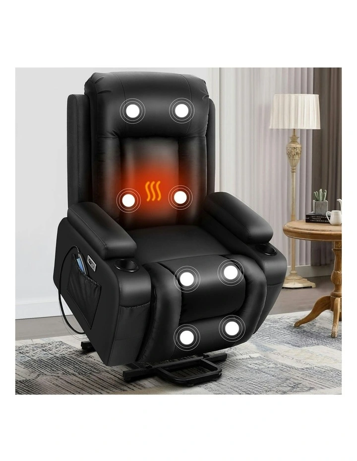Electric Lift Heated Massage Recliner Chair in Black image 2