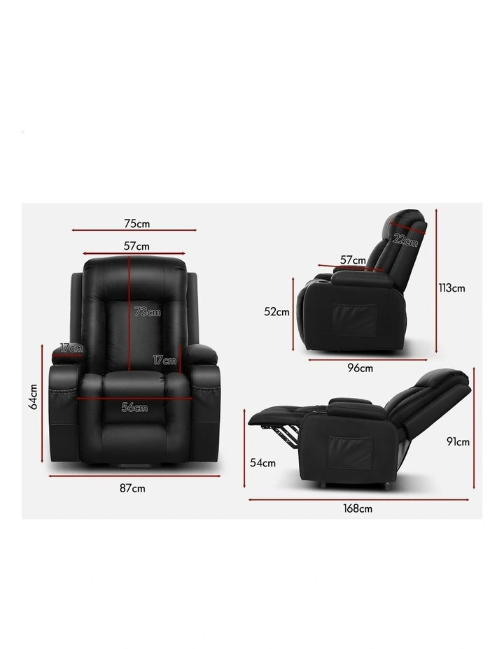 Electric Lift Heated Massage Recliner Chair in Black image 6