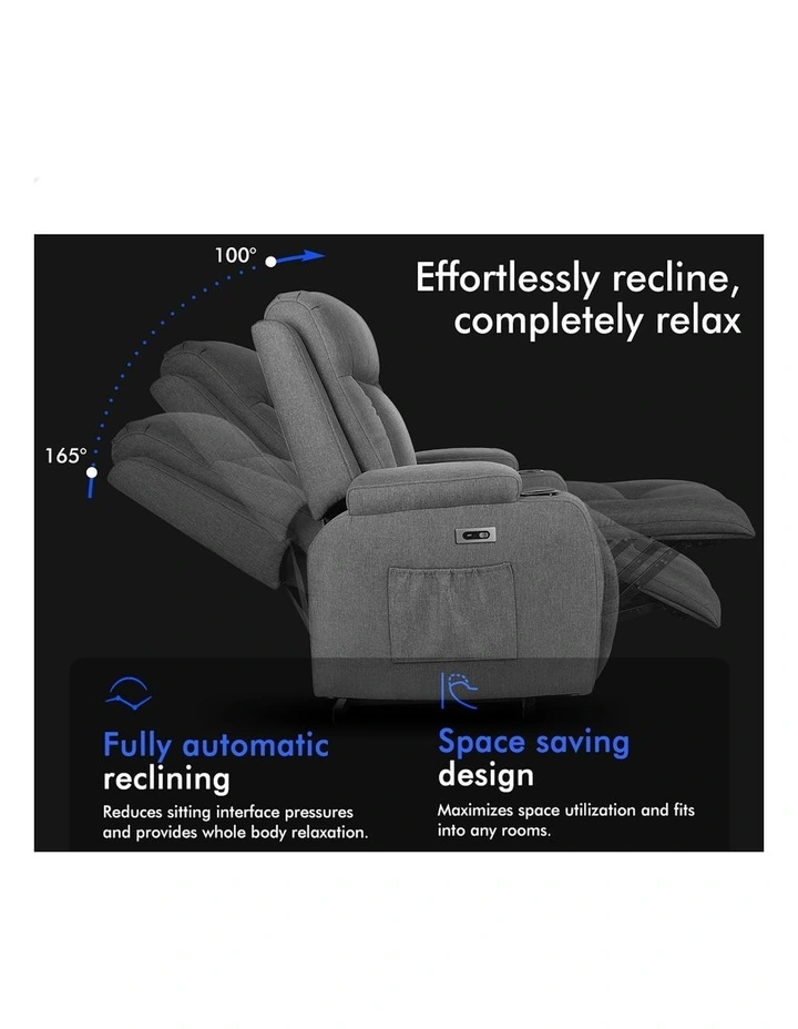 Power Lift Heated Massage Recliner Chair in Grey image 3