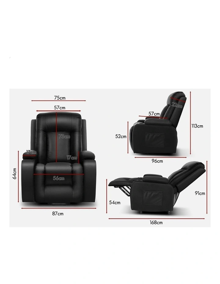 Heated Massage Recliner Chair in Black image 6