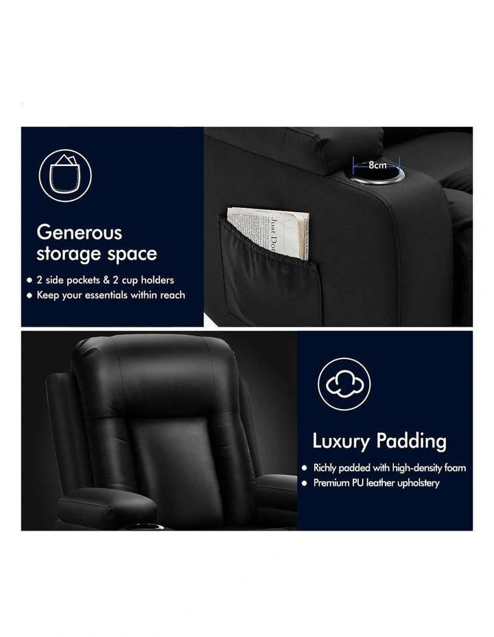 Heated Massage Recliner Chair in Black image 7