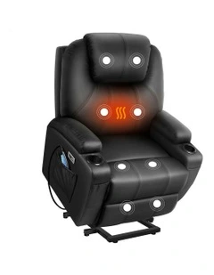 Electric Lift Heated Massage Recliner Chair in Black