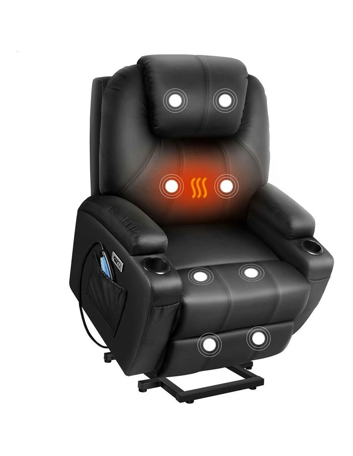 Electric Lift Heated Massage Recliner Chair in Black image 1