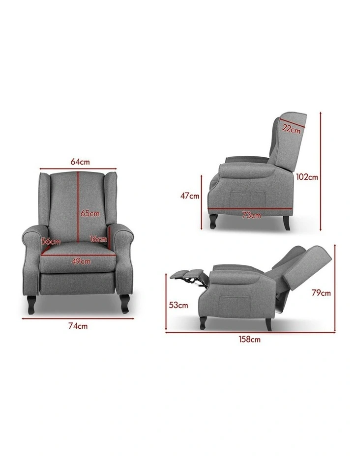Armchair Accent Lounge Sofa Recliner Chair in Grey image 3