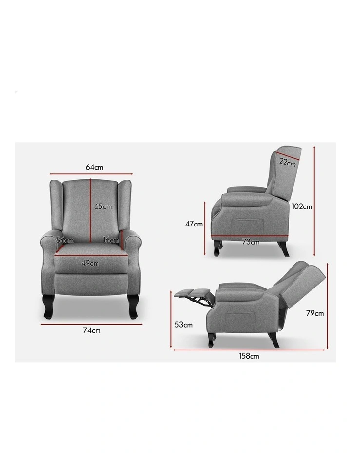 Armchair Accent Lounge Sofa Recliner Chair in Grey image 6