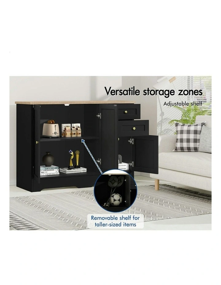 3 Doors Buffet Sideboard in Black image 4