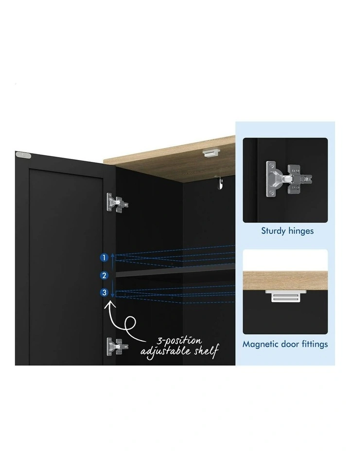 3 Doors Buffet Sideboard in Black image 5