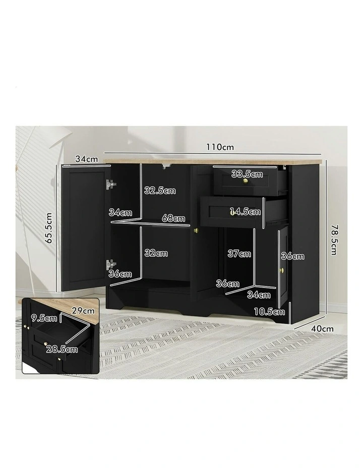 3 Doors Buffet Sideboard in Black image 7