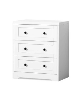 Chest of Drawers 3 Drawer Bedside Table in White
