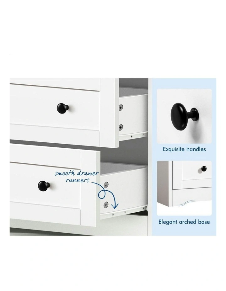 Chest of Drawers 3 Drawer Bedside Table in White image 5