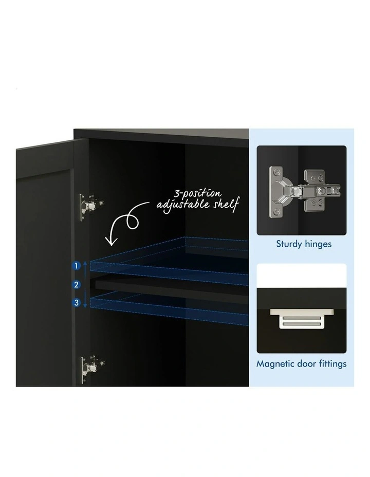 Cupboard Cabinet Storage Buffet Sideboard in Black image 5