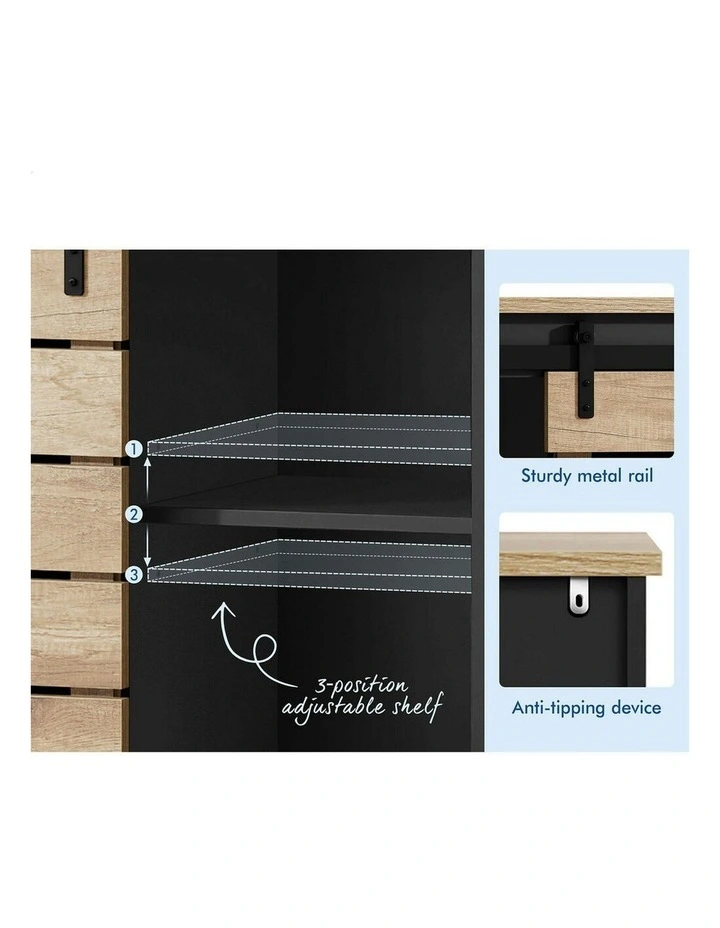 Sliding Door Buffet Sideboard in Multi image 5