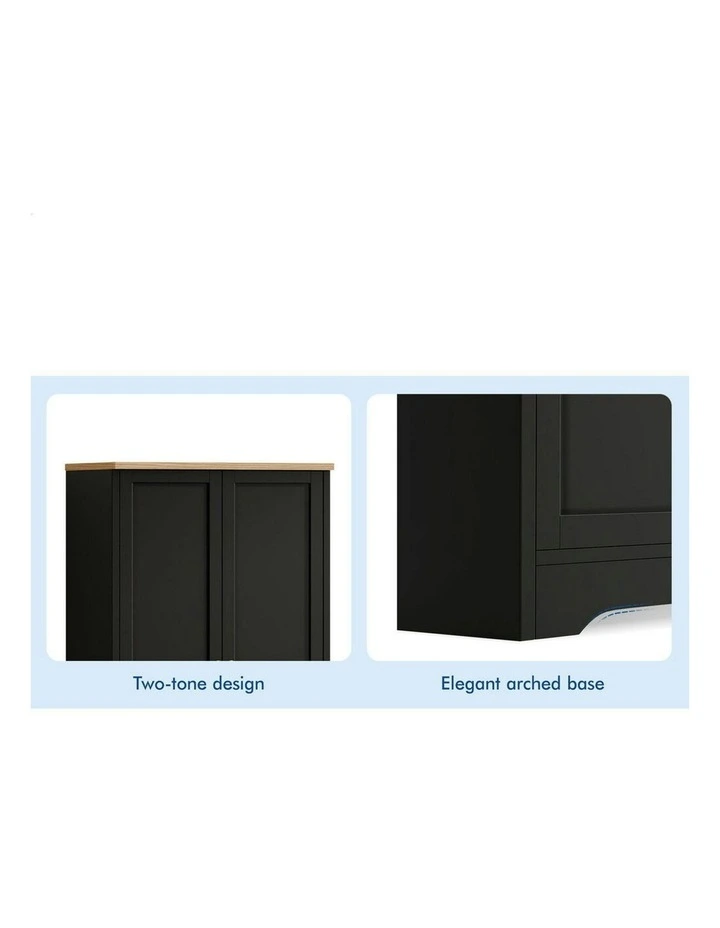 Buffet Sideboard Cupboard Cabinet Kitchen Hallway Storage Shelf in Black image 5