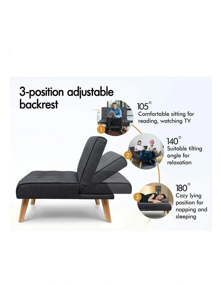 Single Seater Sofa Bed Lounge in Grey image 3