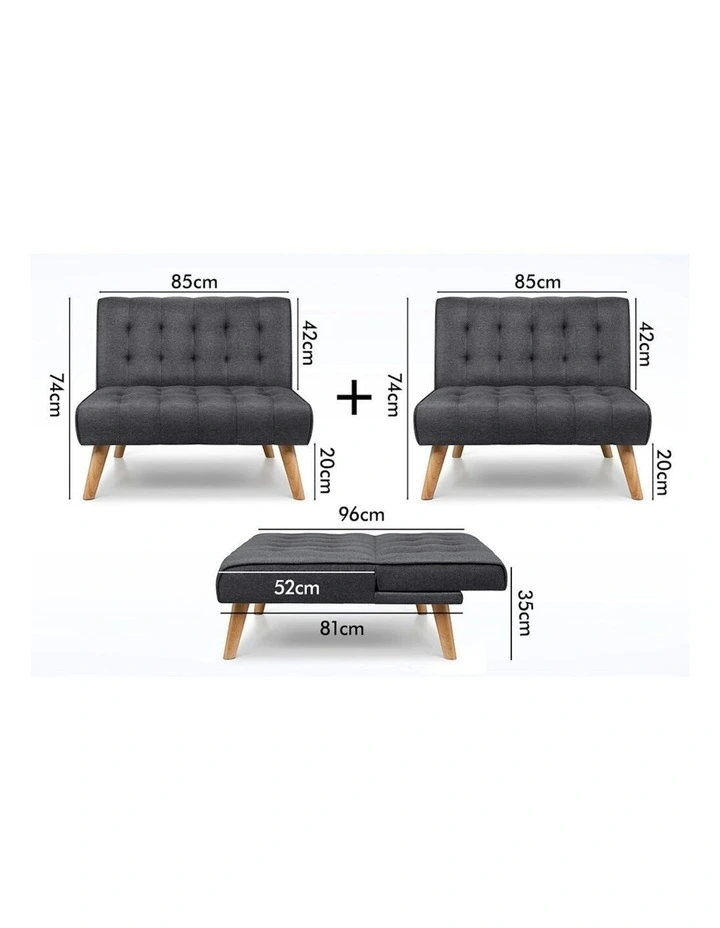 Sofa Bed Set of 2 in Grey image 5