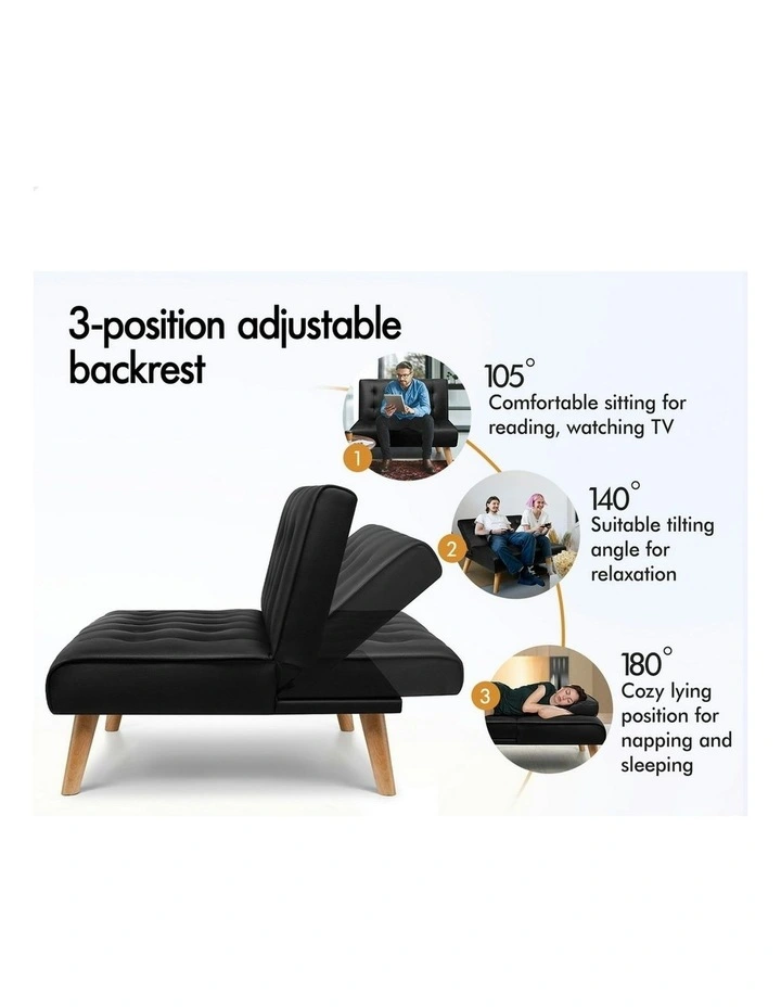 PU Leather Sofa Bed in Black image 3