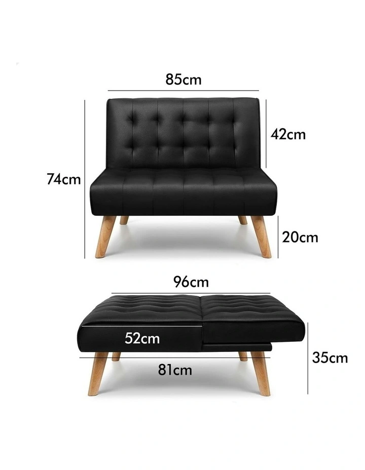 PU Leather Sofa Bed in Black image 4