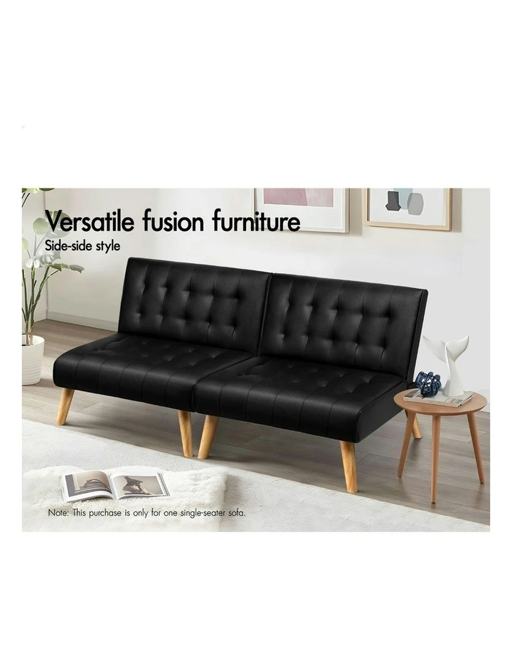 PU Leather Sofa Bed in Black image 5