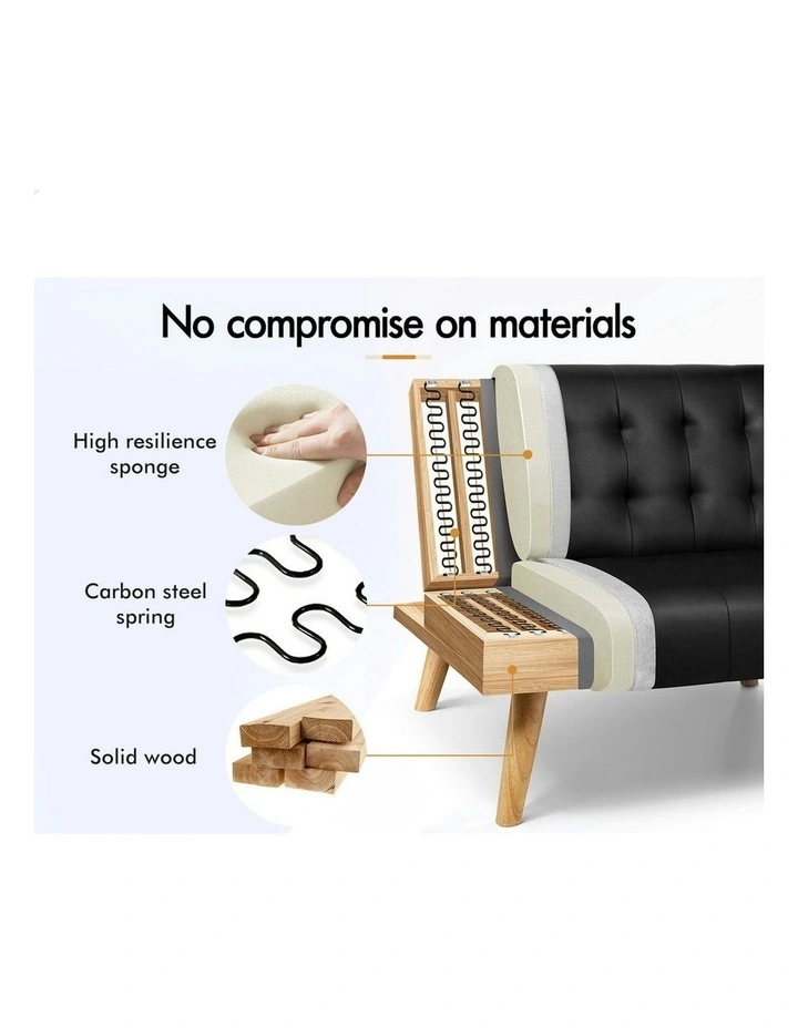 PU Leather Sofa Bed in Black image 6