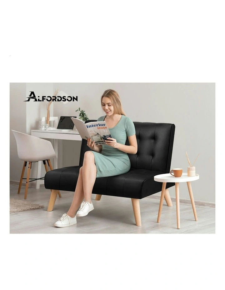 PU Leather Sofa Bed in Black image 7