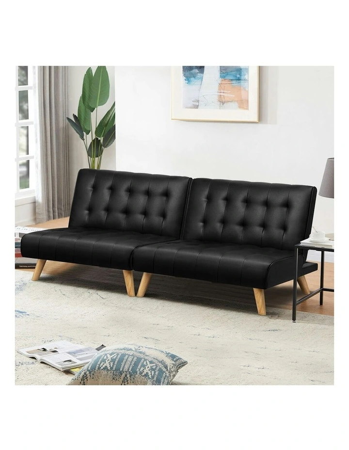 PU Leather Sofa Bed in Black image 2