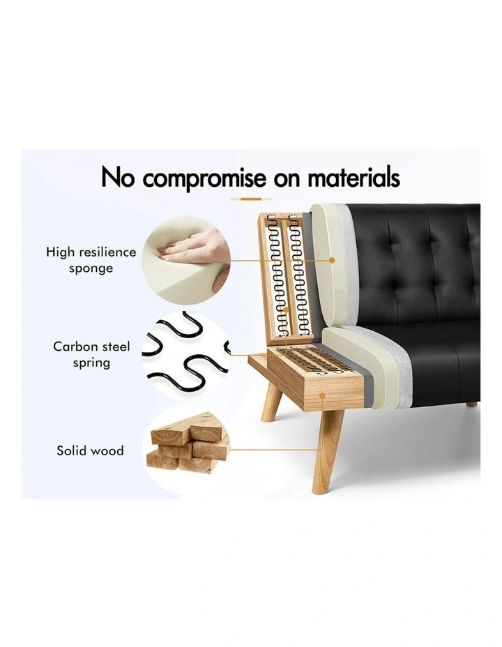 PU Leather Sofa Bed in Black image 4